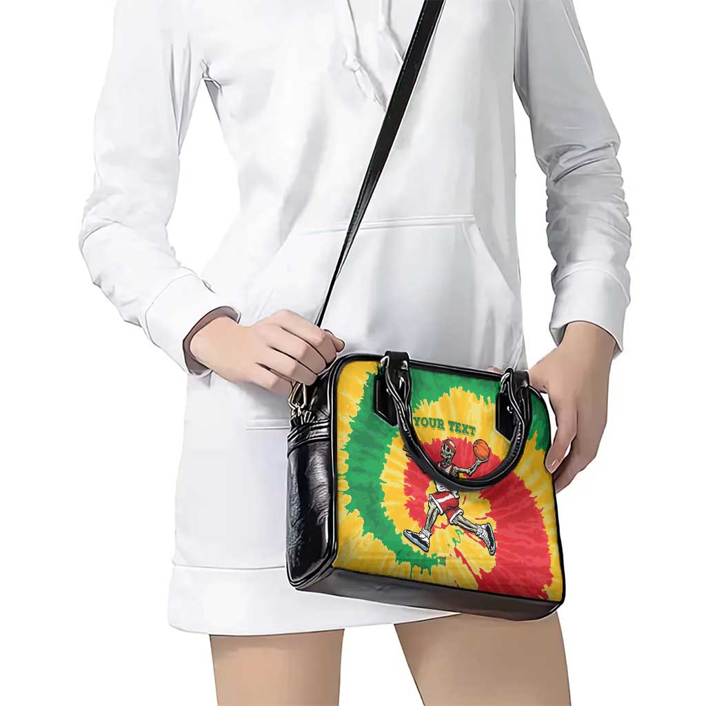 Lithuania Basketball Skeleton Personalized Shoulder Handbag Skullman Lithuania Tie Dye