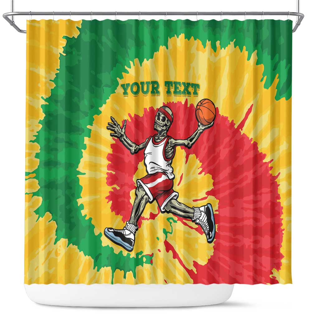 Lithuania Basketball Skeleton Personalized Shower Curtain Skullman Lithuania Tie Dye