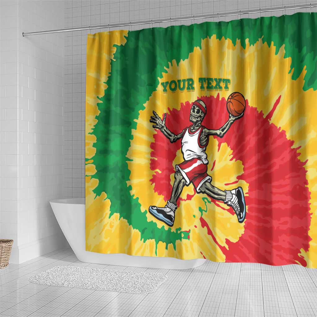 Lithuania Basketball Skeleton Personalized Shower Curtain Skullman Lithuania Tie Dye