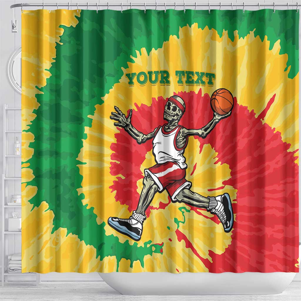 Lithuania Basketball Skeleton Personalized Shower Curtain Skullman Lithuania Tie Dye