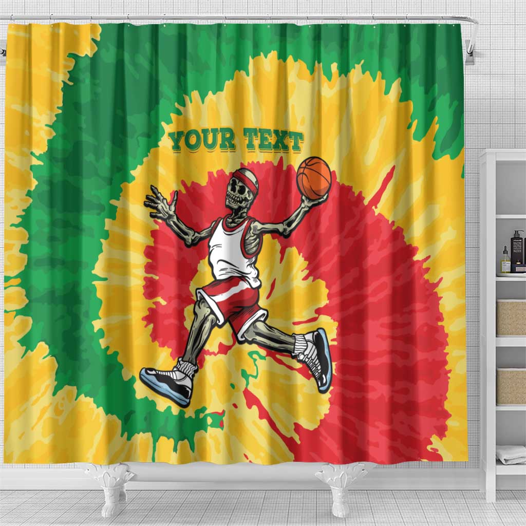 Lithuania Basketball Skeleton Personalized Shower Curtain Skullman Lithuania Tie Dye