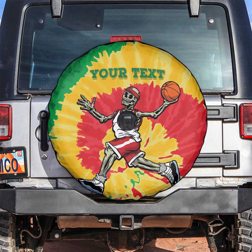 Lithuania Basketball Skeleton Personalized Spare Tire Cover Skullman Lithuania Tie Dye