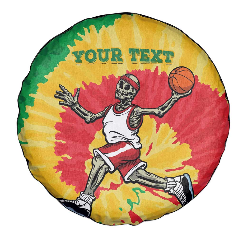 Lithuania Basketball Skeleton Personalized Spare Tire Cover Skullman Lithuania Tie Dye