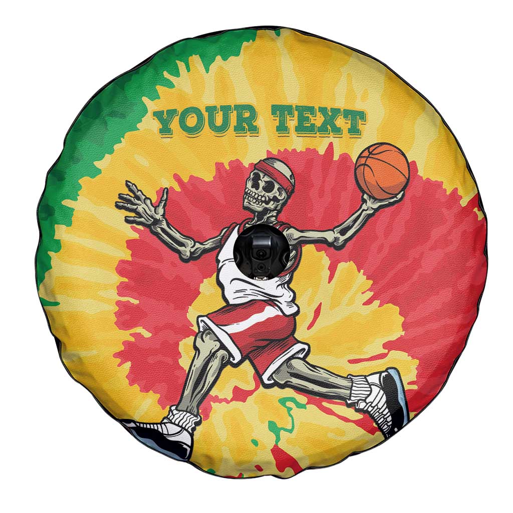 Lithuania Basketball Skeleton Personalized Spare Tire Cover Skullman Lithuania Tie Dye