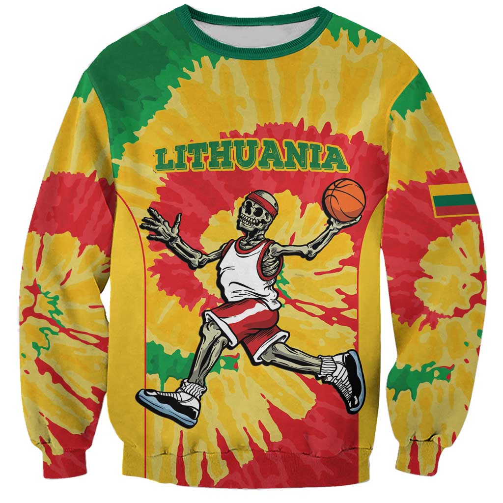 Lithuania Basketball Skeleton Personalized Sweatshirt Skullman Lithuania Tie Dye