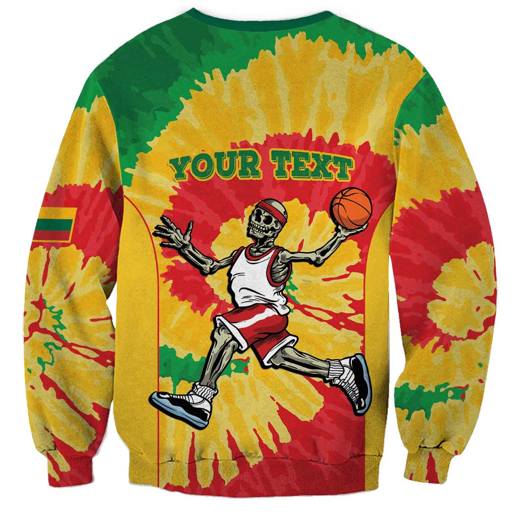 Lithuania Basketball Skeleton Personalized Sweatshirt Skullman Lithuania Tie Dye