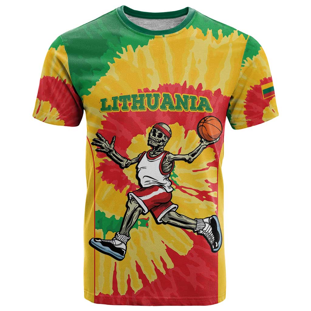 Lithuania Basketball Skeleton Personalized T Shirt Skullman Lithuania Tie Dye