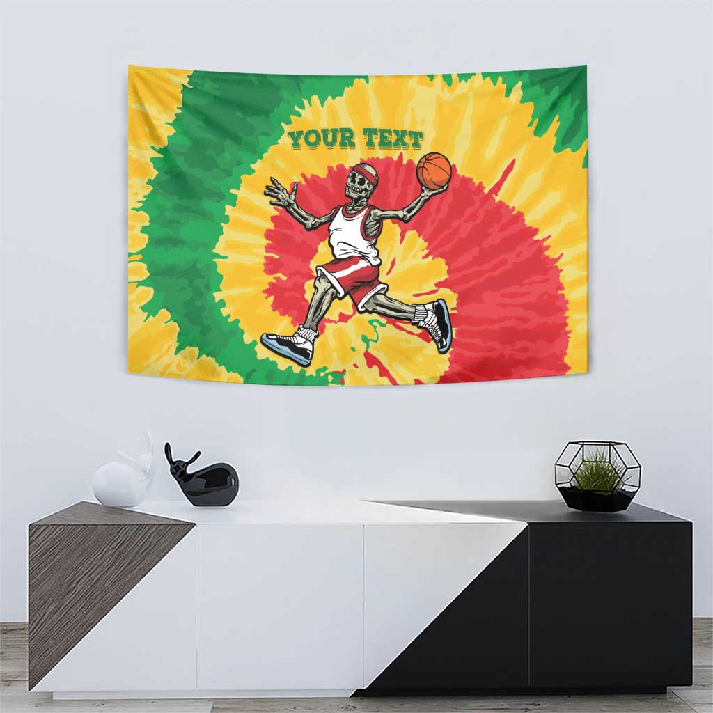 Lithuania Basketball Skeleton Personalized Tapestry Skullman Lithuania Tie Dye