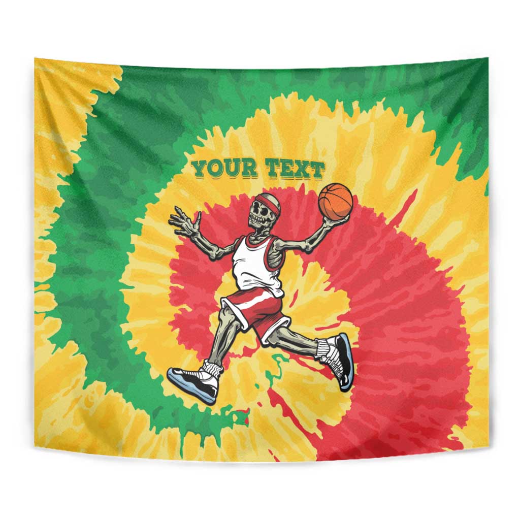 Lithuania Basketball Skeleton Personalized Tapestry Skullman Lithuania Tie Dye