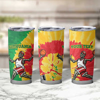Lithuania Basketball Skeleton Personalized Tumbler Cup Skullman Lithuania Tie Dye