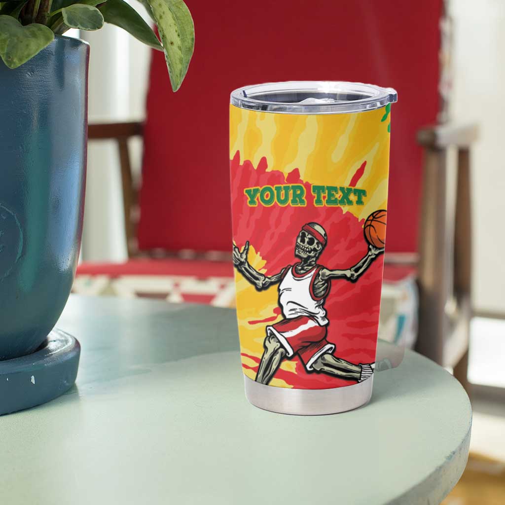 Lithuania Basketball Skeleton Personalized Tumbler Cup Skullman Lithuania Tie Dye