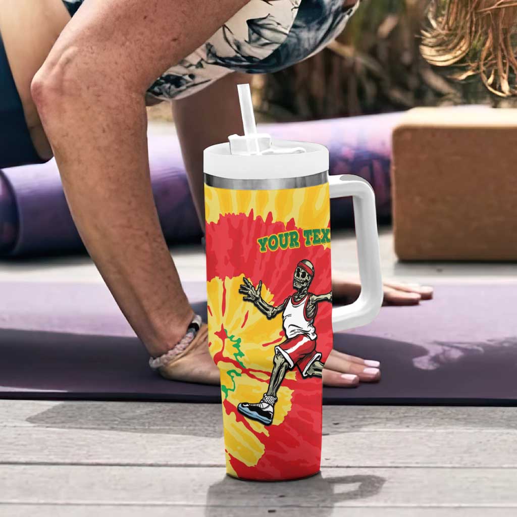 Lithuania Basketball Skeleton Personalized Tumbler With Handle Skullman Lithuania Tie Dye