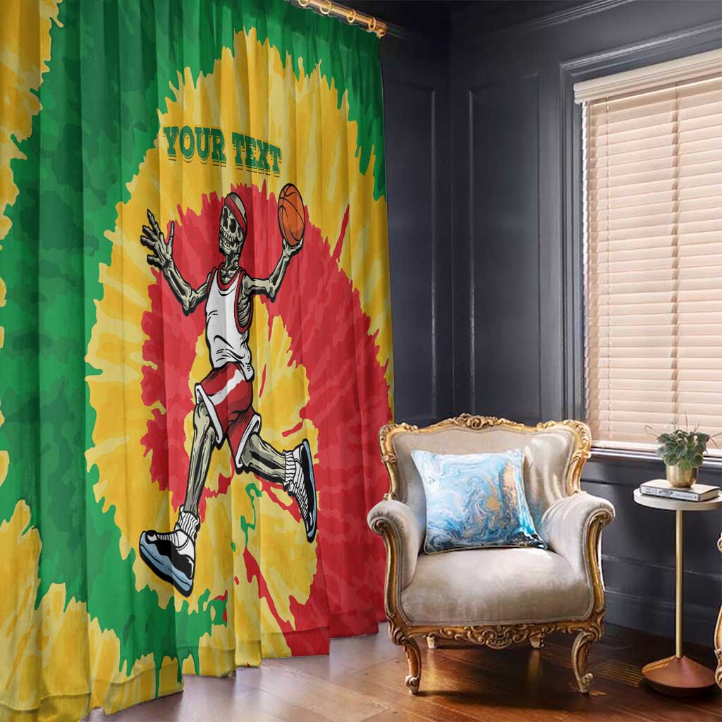 Lithuania Basketball Skeleton Personalized Window Curtain Skullman Lithuania Tie Dye