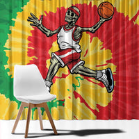 Lithuania Basketball Skeleton Personalized Window Curtain Skullman Lithuania Tie Dye