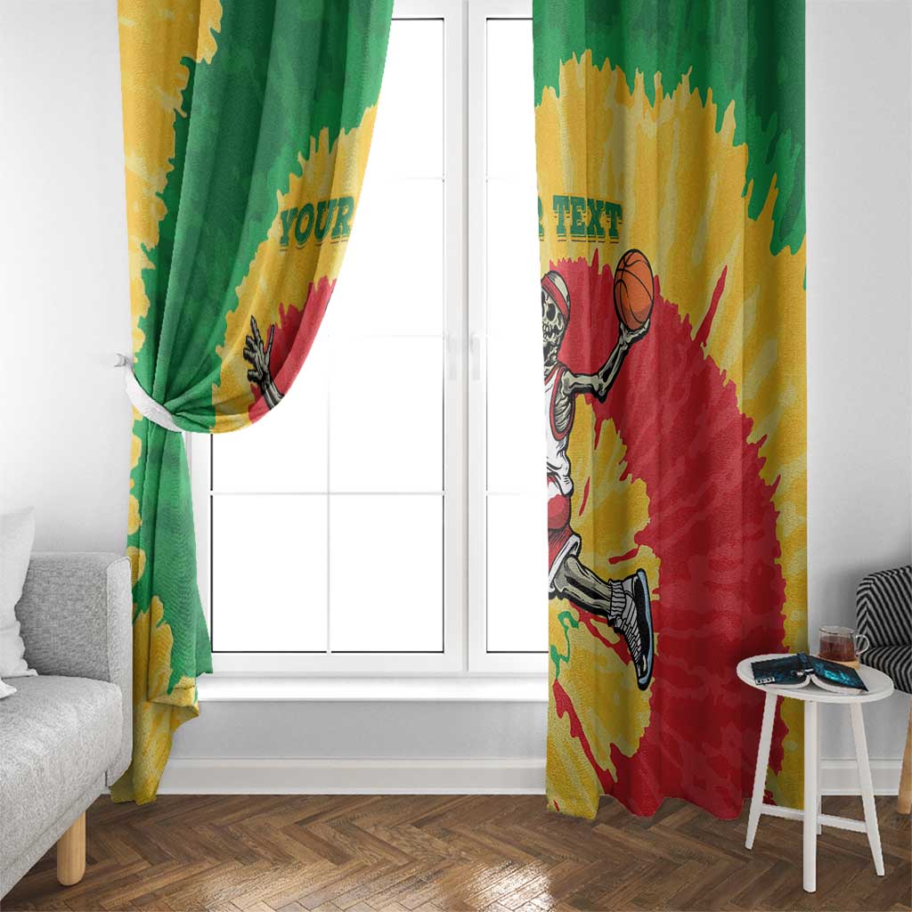 Lithuania Basketball Skeleton Personalized Window Curtain Skullman Lithuania Tie Dye