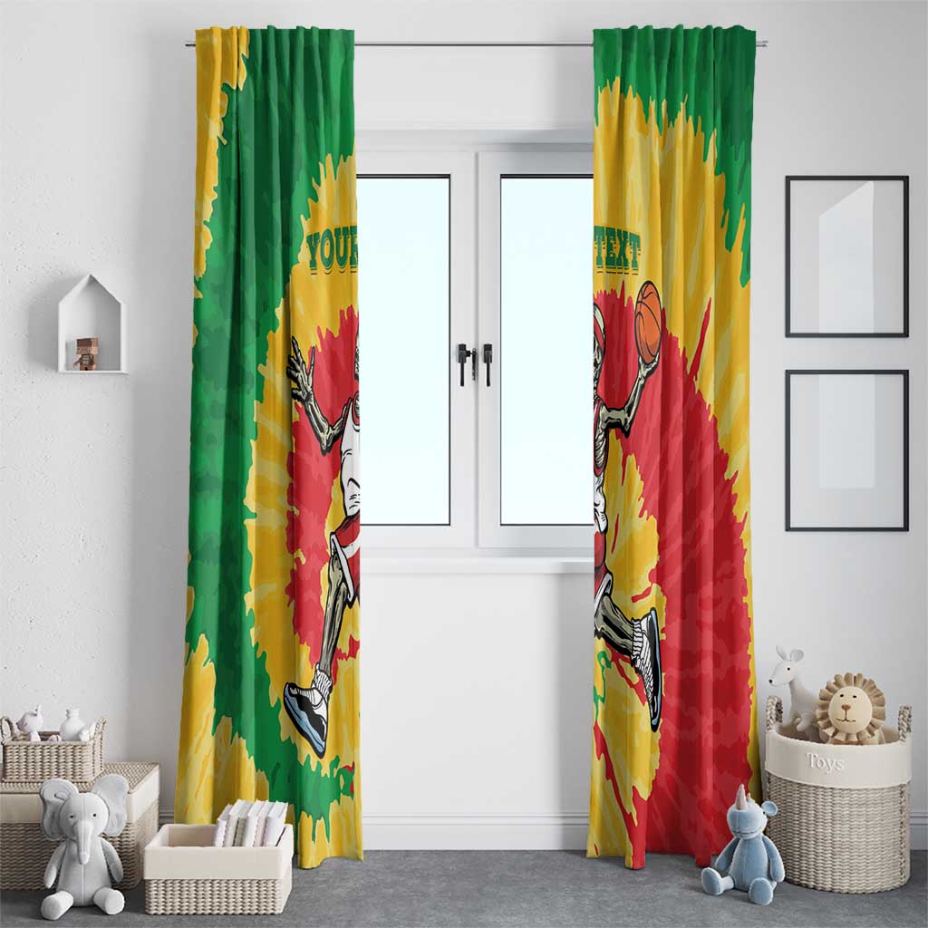 Lithuania Basketball Skeleton Personalized Window Curtain Skullman Lithuania Tie Dye