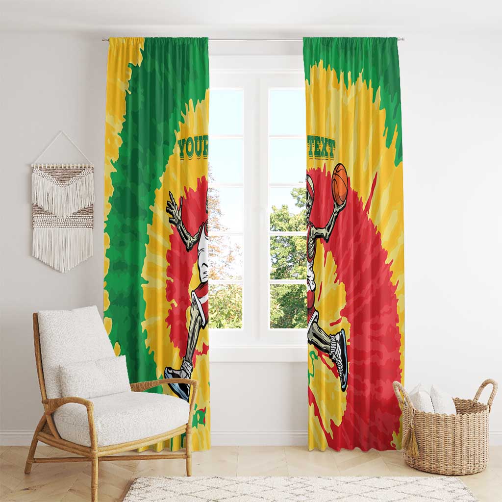 Lithuania Basketball Skeleton Personalized Window Curtain Skullman Lithuania Tie Dye
