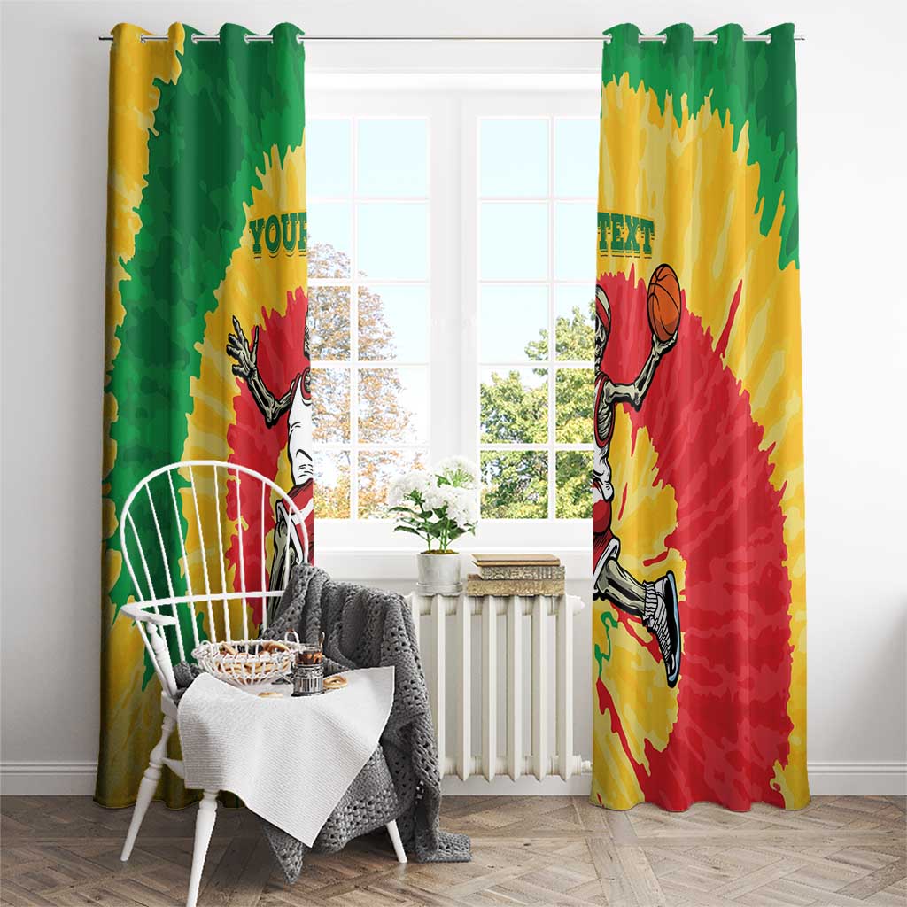 Lithuania Basketball Skeleton Personalized Window Curtain Skullman Lithuania Tie Dye