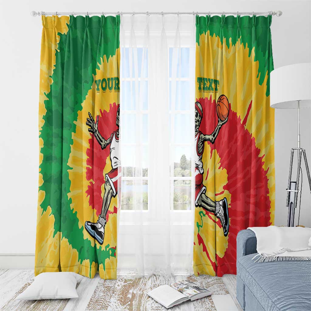 Lithuania Basketball Skeleton Personalized Window Curtain Skullman Lithuania Tie Dye