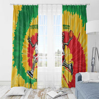 Lithuania Basketball Skeleton Personalized Window Curtain Skullman Lithuania Tie Dye