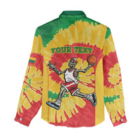 Lithuania Basketball Skeleton Personalized Women Casual Shirt Skullman Lithuania Tie Dye