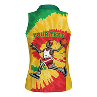 Lithuania Basketball Skeleton Personalized Women Sleeveless Polo Shirt Skullman Lithuania Tie Dye