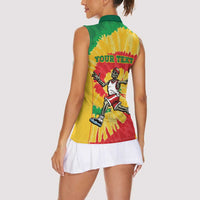 Lithuania Basketball Skeleton Personalized Women Sleeveless Polo Shirt Skullman Lithuania Tie Dye