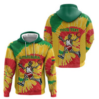 Lithuania Basketball Skeleton Personalized Zip Hoodie Skullman Lithuania Tie Dye