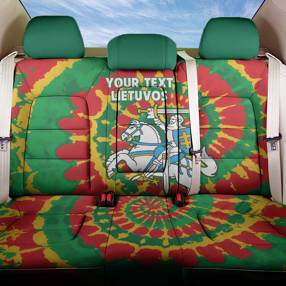 Lithuania Tie Dye Retro Basketball 1992 Personalized Back Car Seat Cover