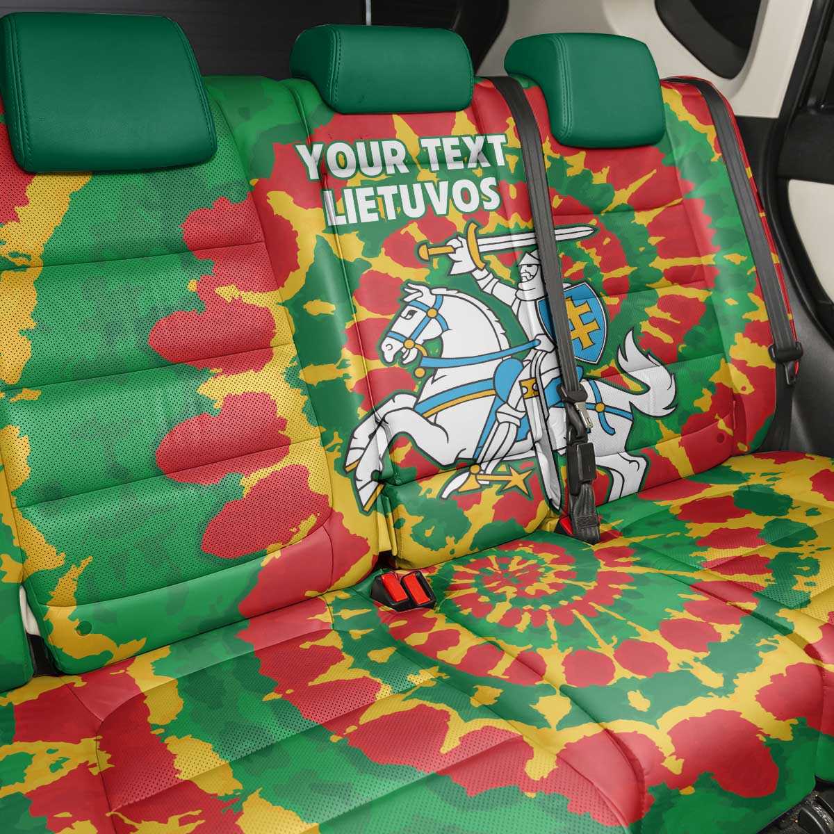 Lithuania Tie Dye Retro Basketball 1992 Personalized Back Car Seat Cover