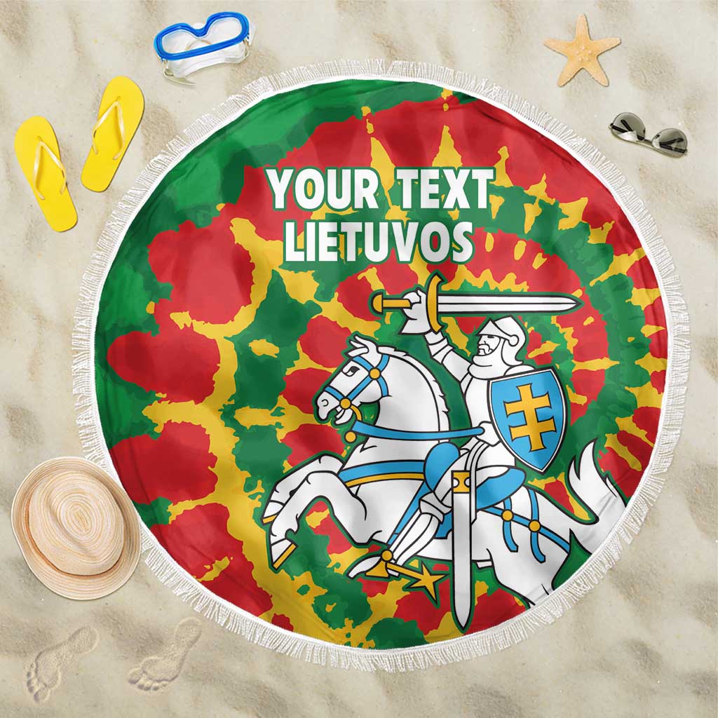 Lithuania Tie Dye Retro Basketball 1992 Personalized Beach Blanket