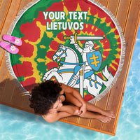 Lithuania Tie Dye Retro Basketball 1992 Personalized Beach Blanket