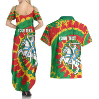 Lithuania Tie Dye Retro Basketball 1992 Personalized Couples Matching Summer Maxi Dress and Hawaiian Shirt