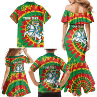 Lithuania Tie Dye Retro Basketball 1992 Personalized Family Matching Mermaid Dress and Hawaiian Shirt
