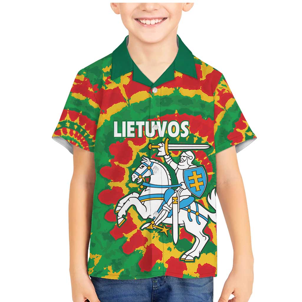 Lithuania Tie Dye Retro Basketball 1992 Personalized Family Matching Mermaid Dress and Hawaiian Shirt