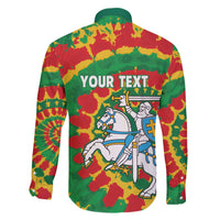 Lithuania Tie Dye Retro Basketball 1992 Personalized Family Matching Off The Shoulder Long Sleeve Dress and Hawaiian Shirt