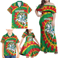 Lithuania Tie Dye Retro Basketball 1992 Personalized Family Matching Off Shoulder Maxi Dress and Hawaiian Shirt