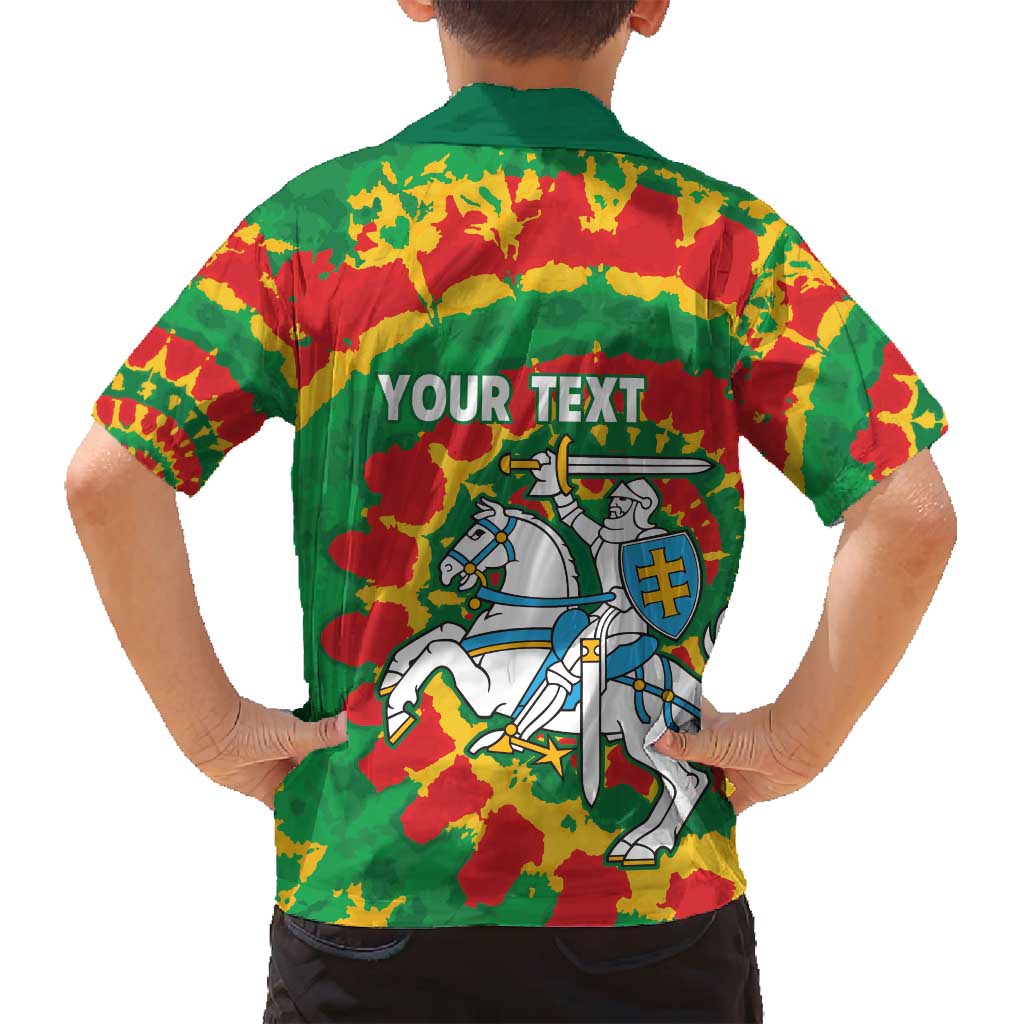 Lithuania Tie Dye Retro Basketball 1992 Personalized Family Matching Off Shoulder Short Dress and Hawaiian Shirt