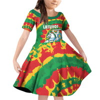 Lithuania Tie Dye Retro Basketball 1992 Personalized Family Matching Off Shoulder Short Dress and Hawaiian Shirt
