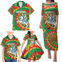 Lithuania Tie Dye Retro Basketball 1992 Personalized Family Matching Puletasi and Hawaiian Shirt