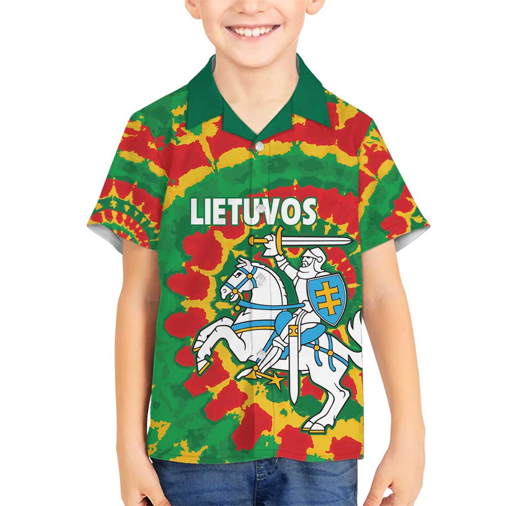 Lithuania Tie Dye Retro Basketball 1992 Personalized Family Matching Puletasi and Hawaiian Shirt