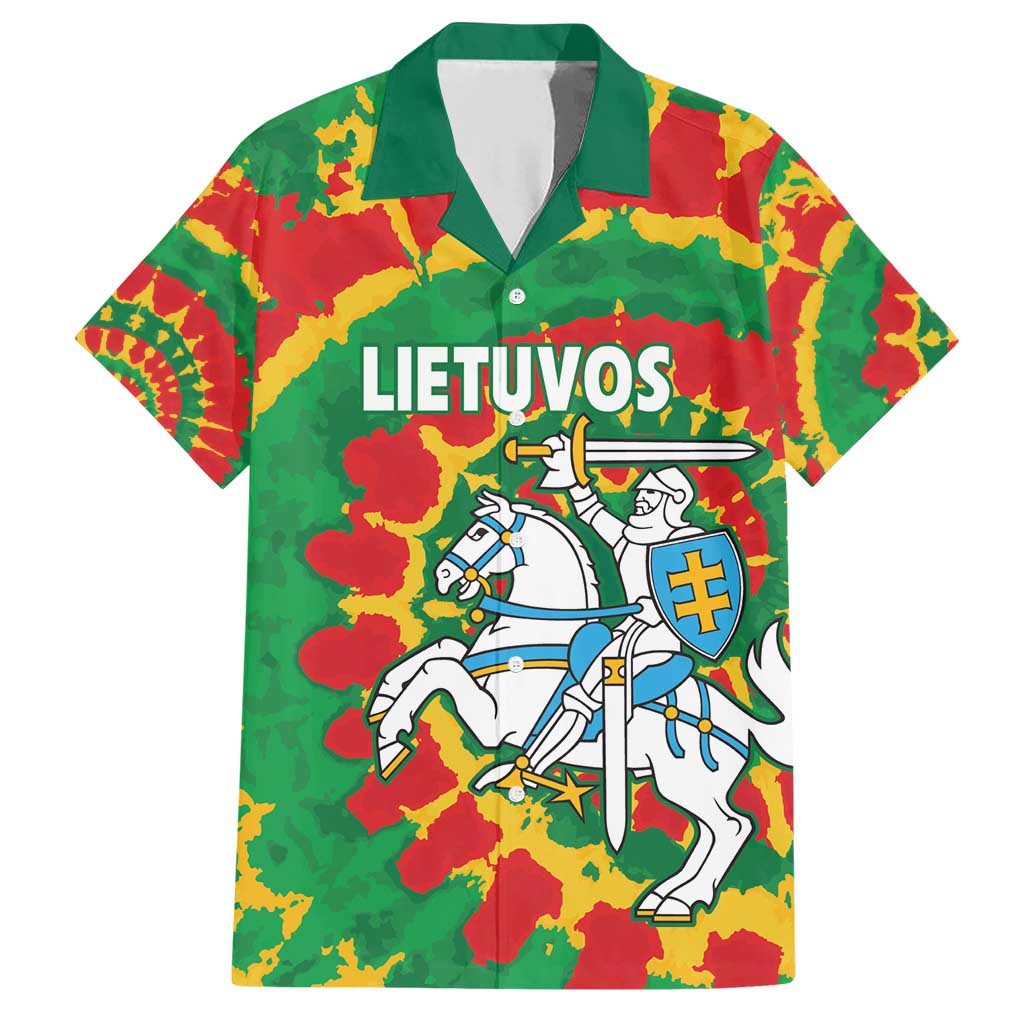 Lithuania Tie Dye Retro Basketball 1992 Personalized Family Matching Short Sleeve Bodycon Dress and Hawaiian Shirt