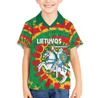 Lithuania Tie Dye Retro Basketball 1992 Personalized Family Matching Short Sleeve Bodycon Dress and Hawaiian Shirt