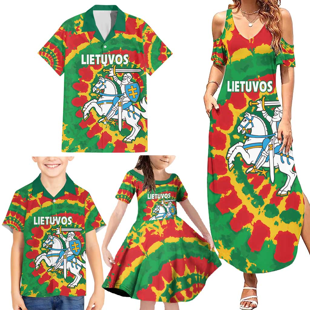 Lithuania Tie Dye Retro Basketball 1992 Personalized Family Matching Summer Maxi Dress and Hawaiian Shirt