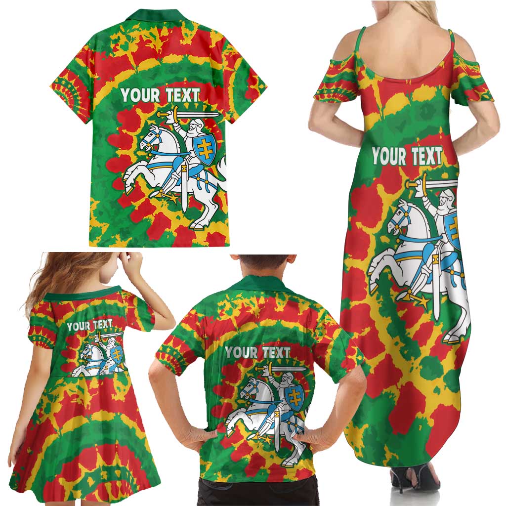 Lithuania Tie Dye Retro Basketball 1992 Personalized Family Matching Summer Maxi Dress and Hawaiian Shirt