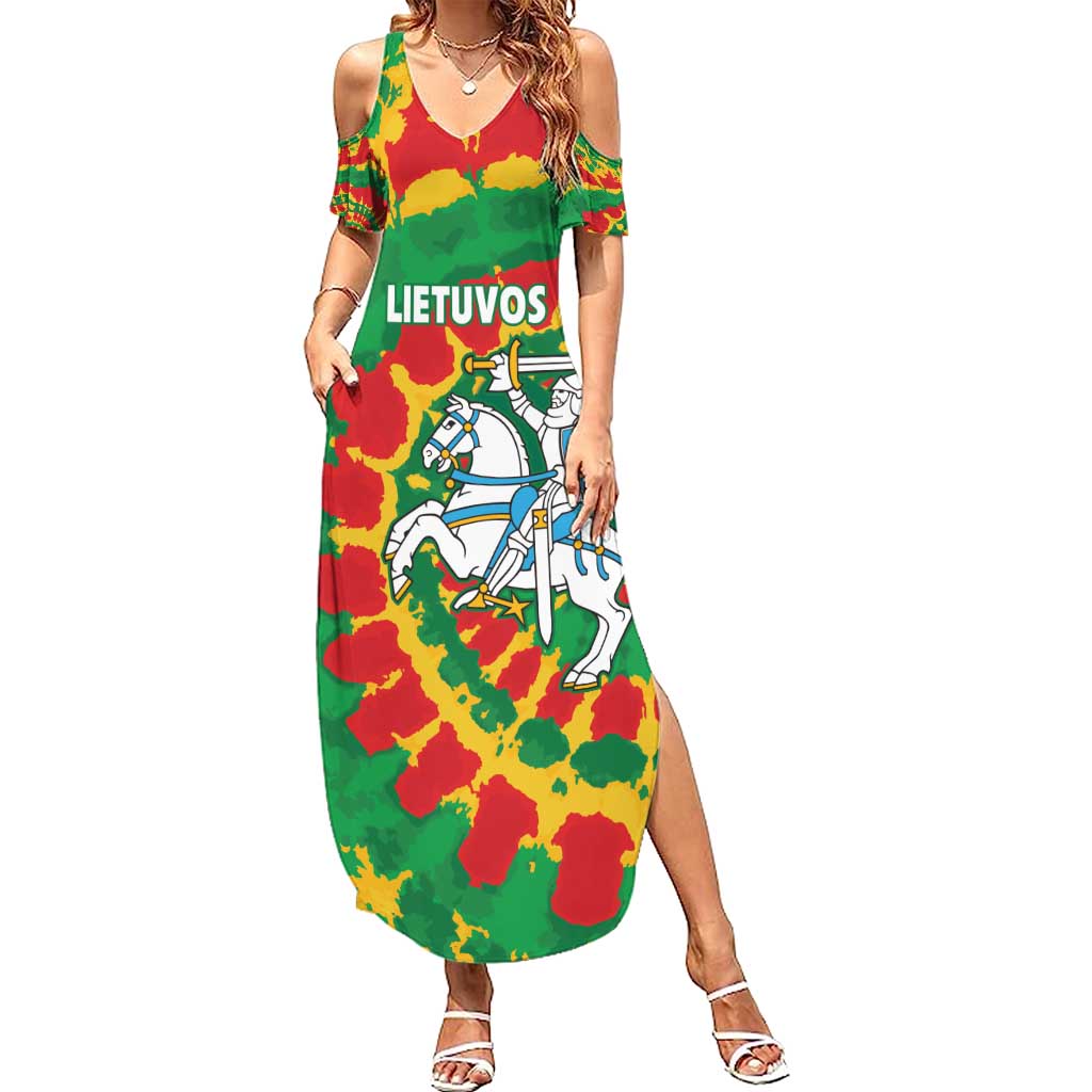 Lithuania Tie Dye Retro Basketball 1992 Personalized Family Matching Summer Maxi Dress and Hawaiian Shirt