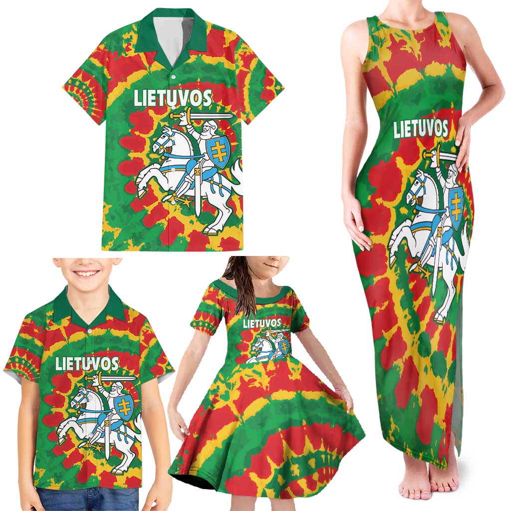 Lithuania Tie Dye Retro Basketball 1992 Personalized Family Matching Tank Maxi Dress and Hawaiian Shirt