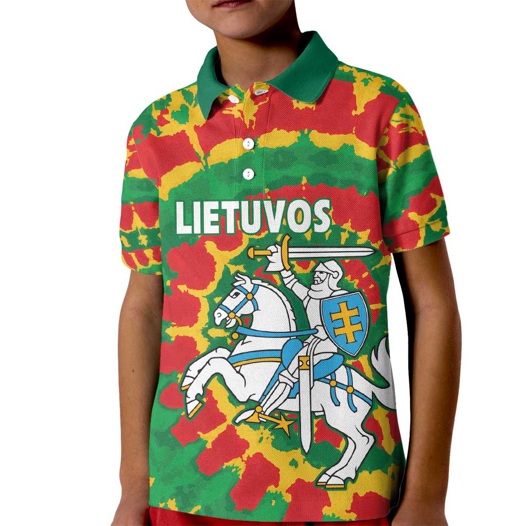 Lithuania Tie Dye Retro Basketball 1992 Personalized Kid Polo Shirt