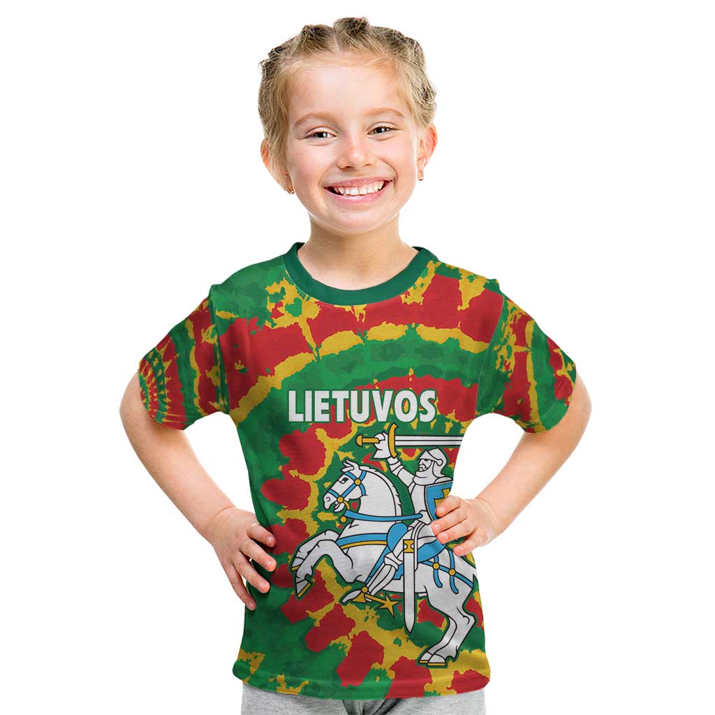 Lithuania Tie Dye Retro Basketball 1992 Personalized Kid T Shirt