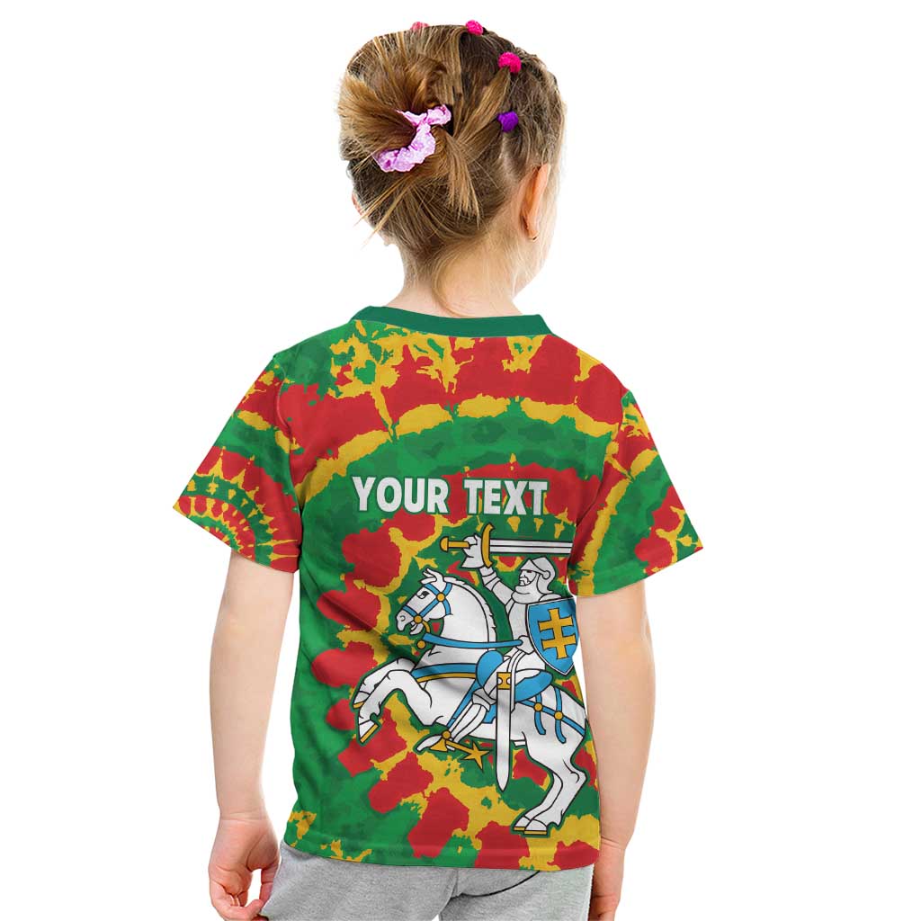 Lithuania Tie Dye Retro Basketball 1992 Personalized Kid T Shirt